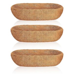 3Pcs 24in/30in/36in Trough Coco Liners For Planters Coconut Coir Planter For Window Box Hanging Trough Basket Half Moon Planter Liner Replacement For Garden Fence Flower Vegetable